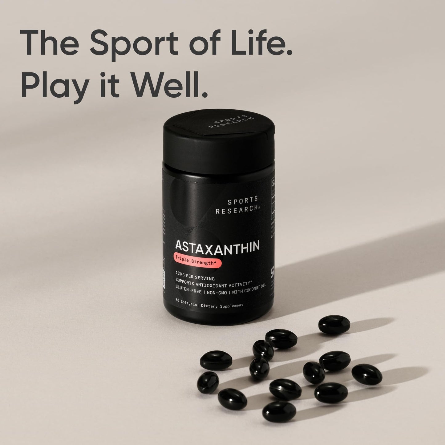 Sports Research® Triple Strength Astaxanthin 12mg w/Organic Coconut Oil - Antioxidant Supplement for Skin & Eye Health Support* - Soy Free · Non-GMO · Gluten Free - 60 Softgels Sports Research buy supplements Au