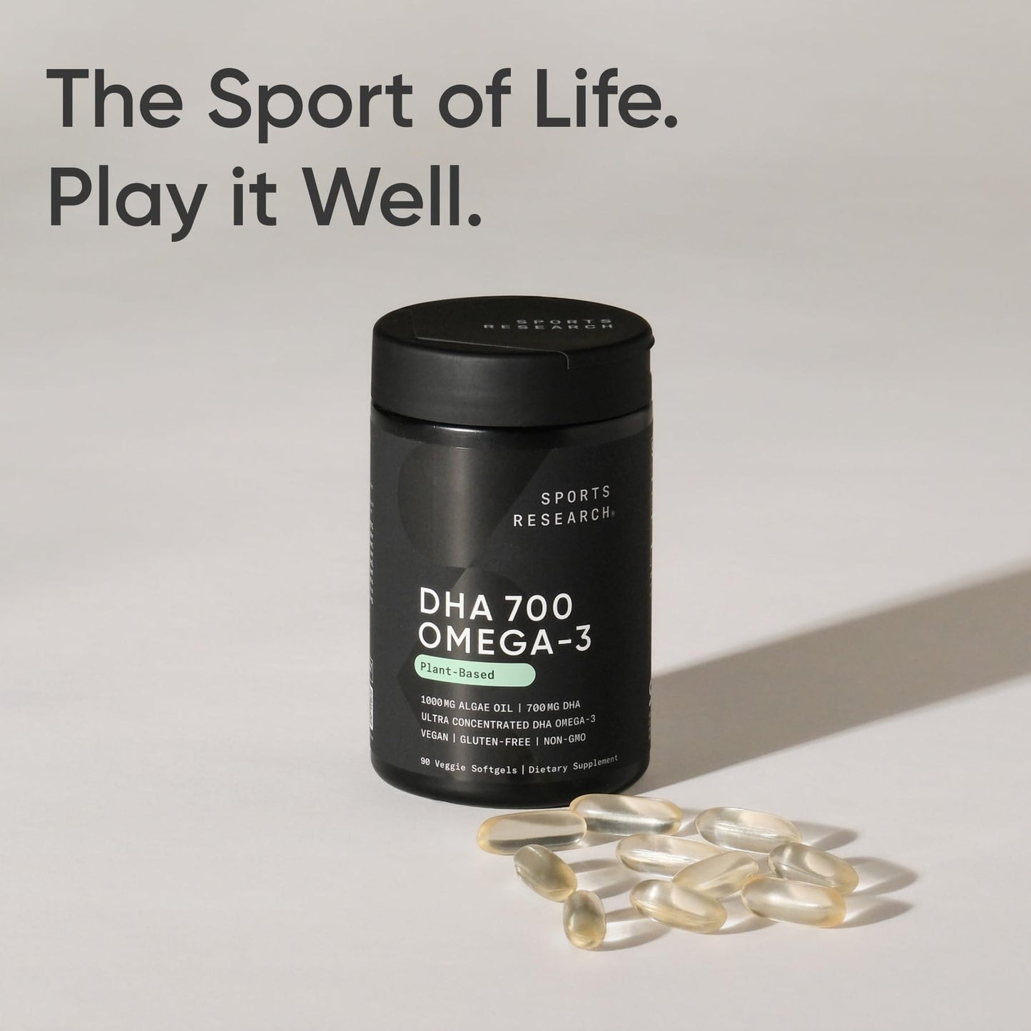 Sports Research® Vegan DHA 700mg - Cognitive Support, Brain Support, Supplement with Omega-3 DHA from Algae Oil - Vegan Certified · Non-GMO · Gluten Free - 90 Count Softgels Sports Research buy supplements Au