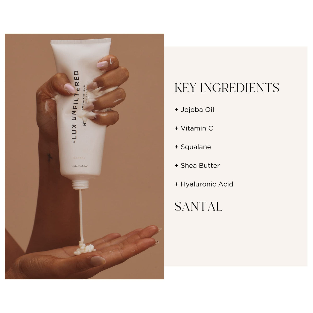 '+ Lux Unfiltered Tall Pour N°14 Body Lotion for Women - Moisturizing Body Cream with Jojoba, Squalane, Shea Butter, Vitamin C & Hyaluronic Acid - Hydrating Body Lotion, Non-Greasy - Santal + Lux UnfilteredBuy Supplements Australia
