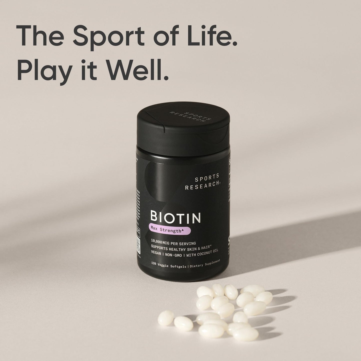 Sports Research® Biotin 10,000mcg with Organic Coconut Oil - Biotin (Vitamin B7) for Healthy Skin and Hair Support* - for Women and Men - Vegan, Non-GMO, Gluten & Soy-Free - 120 Veggie Softgels Sports Research buy supplements Au