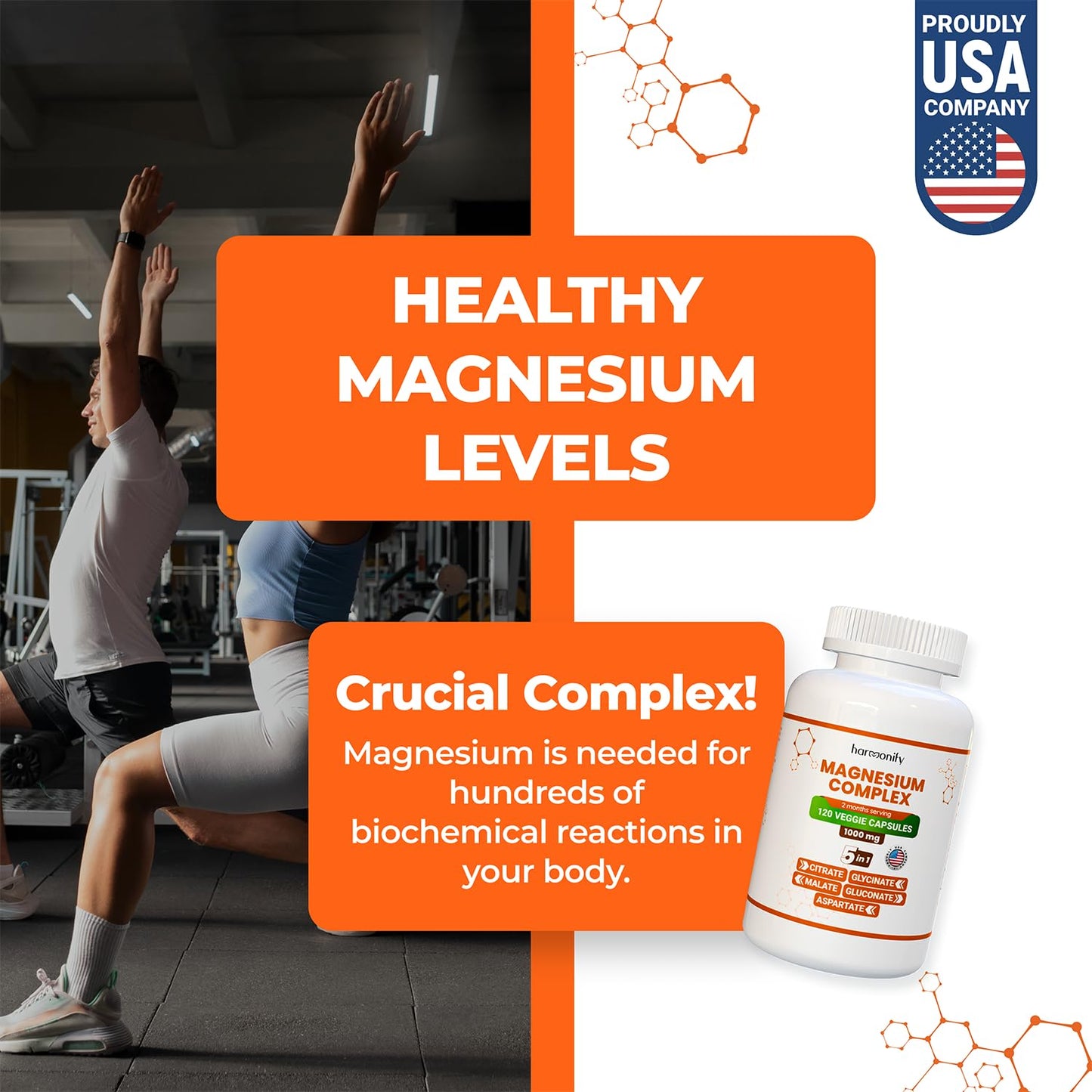 HARMONIFY Magnesium Glycinate Citrate Malate Aspartate Gluconate, 5 in 1 Formula, 120 Purified Veggie Capsule, 1000 mg, Gluten Free, Non-GMO, 60 Days Serving HARMONIFY buy supplements Au
