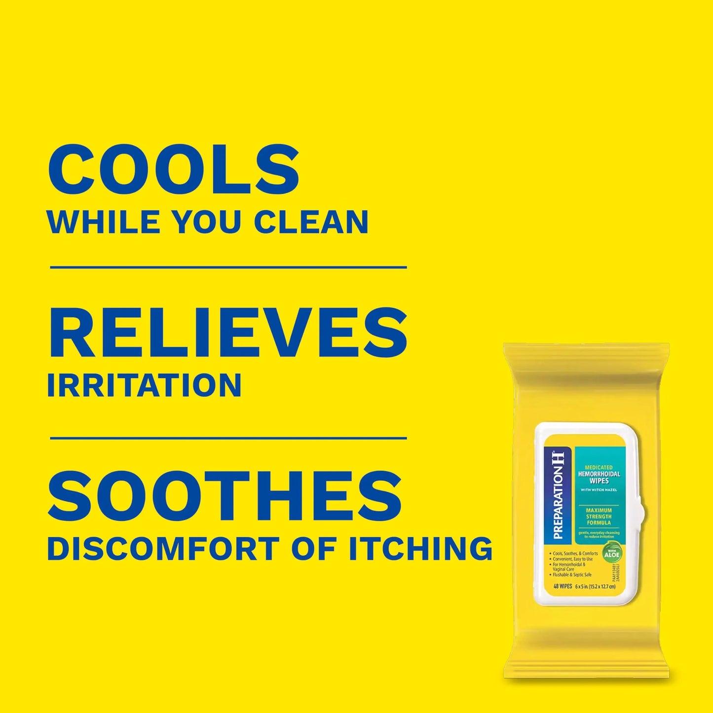 Preparation H Hemorrhoid Flushable Wipes with Witch Hazel for Skin Irritation Relief - 48 Count Preparation HBuy Supplements Australia