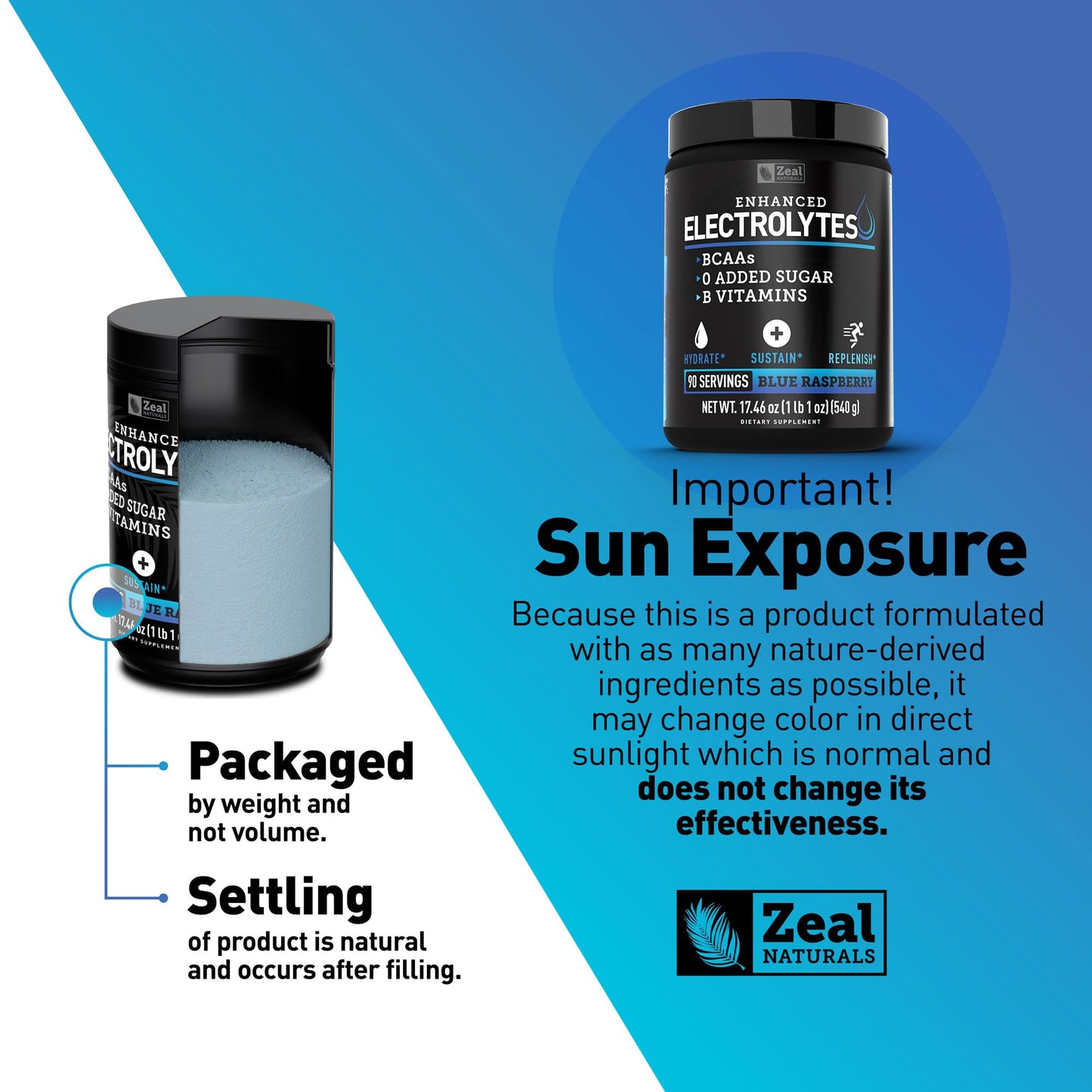 Zeal Electrolyte Powder - 90 Servings | Keto Electrolytes Powder | Zero Sugar, BCAAs, B-Vitamins | Potassium, Zinc, Magnesium