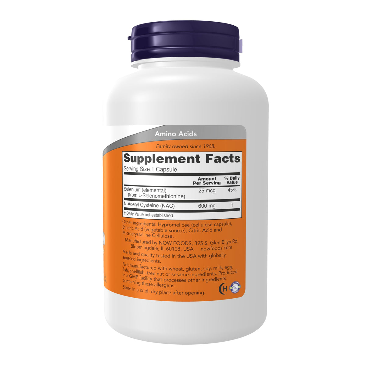 NOW Supplements, NAC (N-Acetyl Cysteine) 600 mg with Selenium, 250 Veg Capsules
