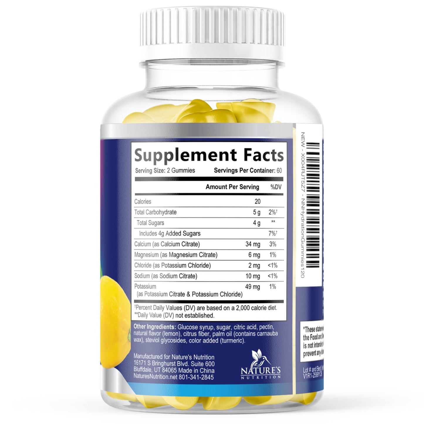 Hydration Electrolyte Gummies - Daily Liquid Replenisher Gummy - Electrolyte Multiplier with Minerals, Potassium & Real Salt - Vegan, Non-GMO - Tasty Lemon Flavor Hydration Electrolytes