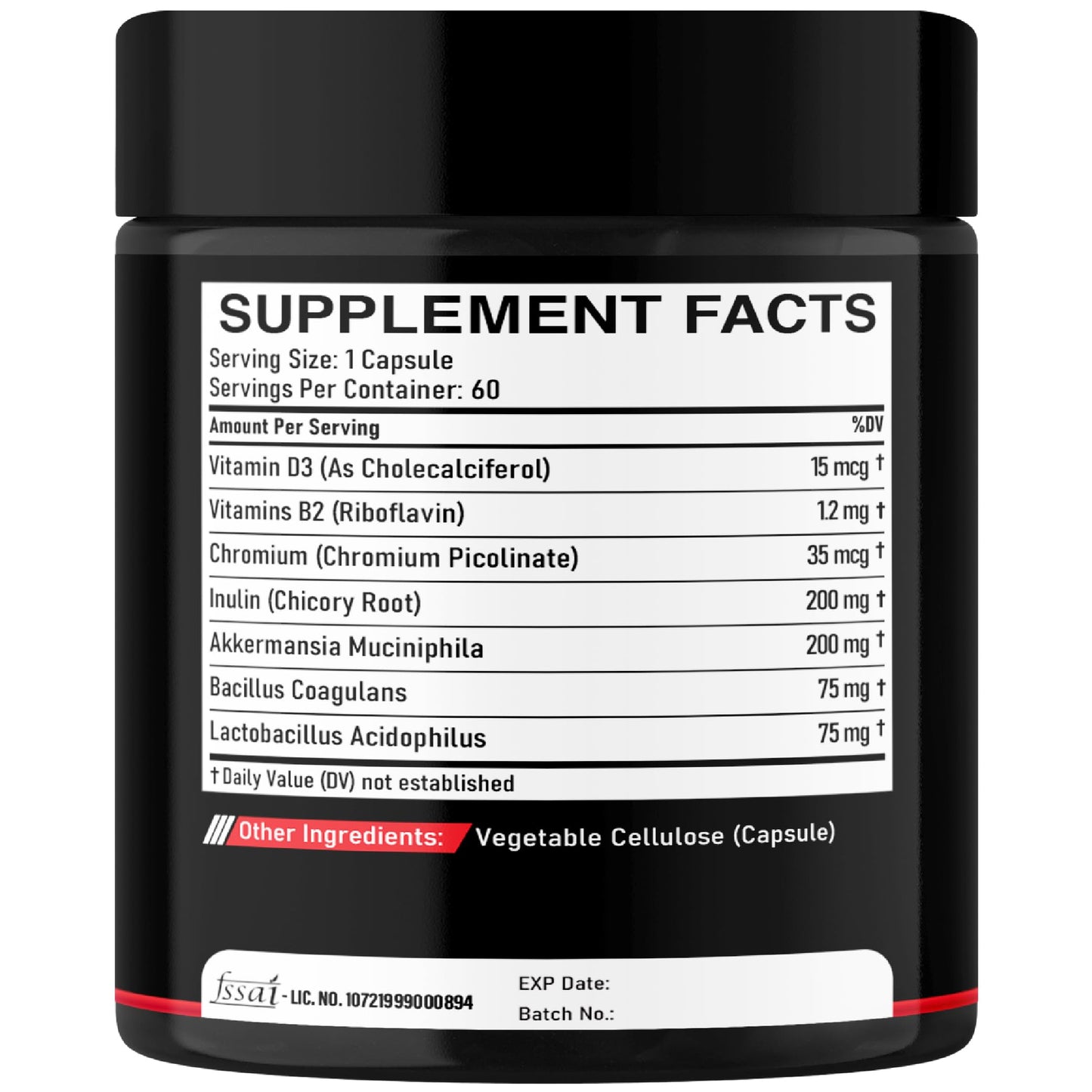 DEDICAD Akkermansia Probiotic for Increases GLP-1 - Contains Inulin, Bacillus Coagulans, Lactobacillus Acidophilus & Chromium - 60 Days Supply - 60 Capsules DEDICAD buy supplements Au
