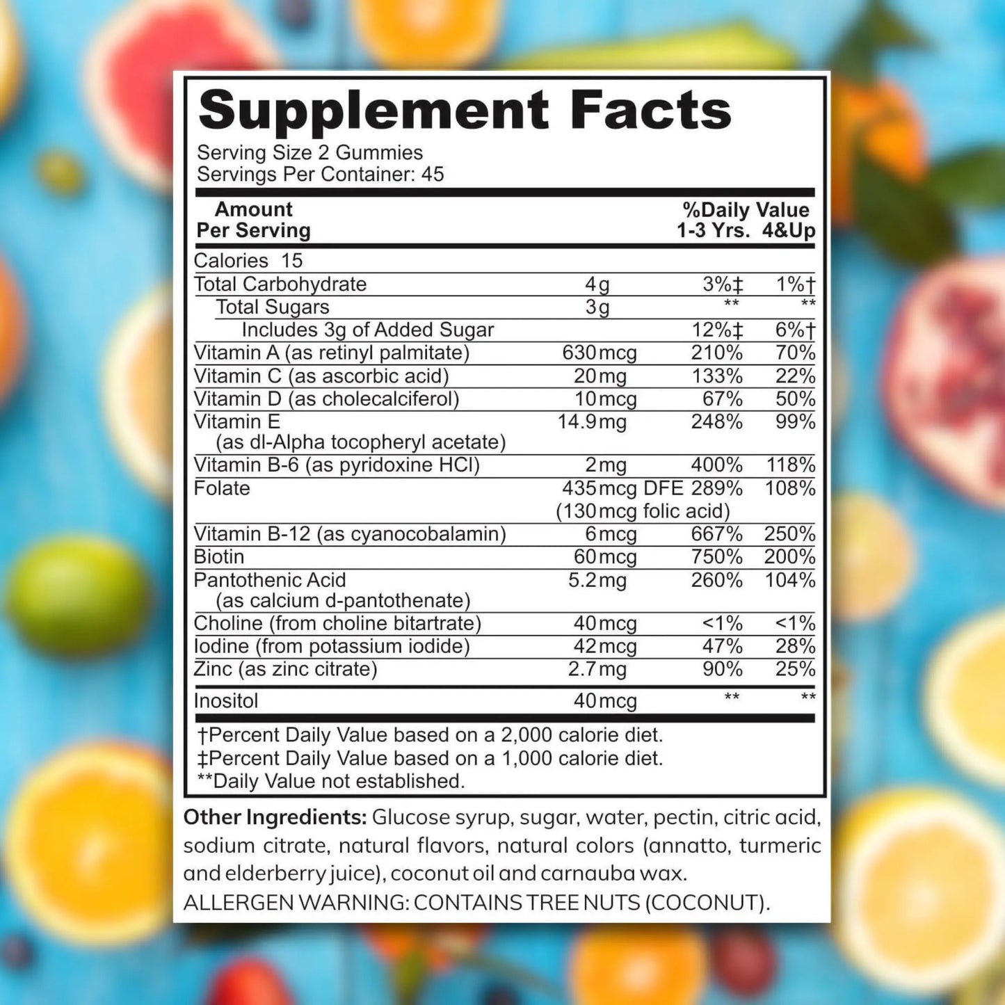Zaytun Halal Vitamins for Kids Multivitamin Gummies, Naturally Sourced Vitamin A, C, D, E, B6, B12, Biotin - Vegetarian, No Gelatin Zaytun Vitamins