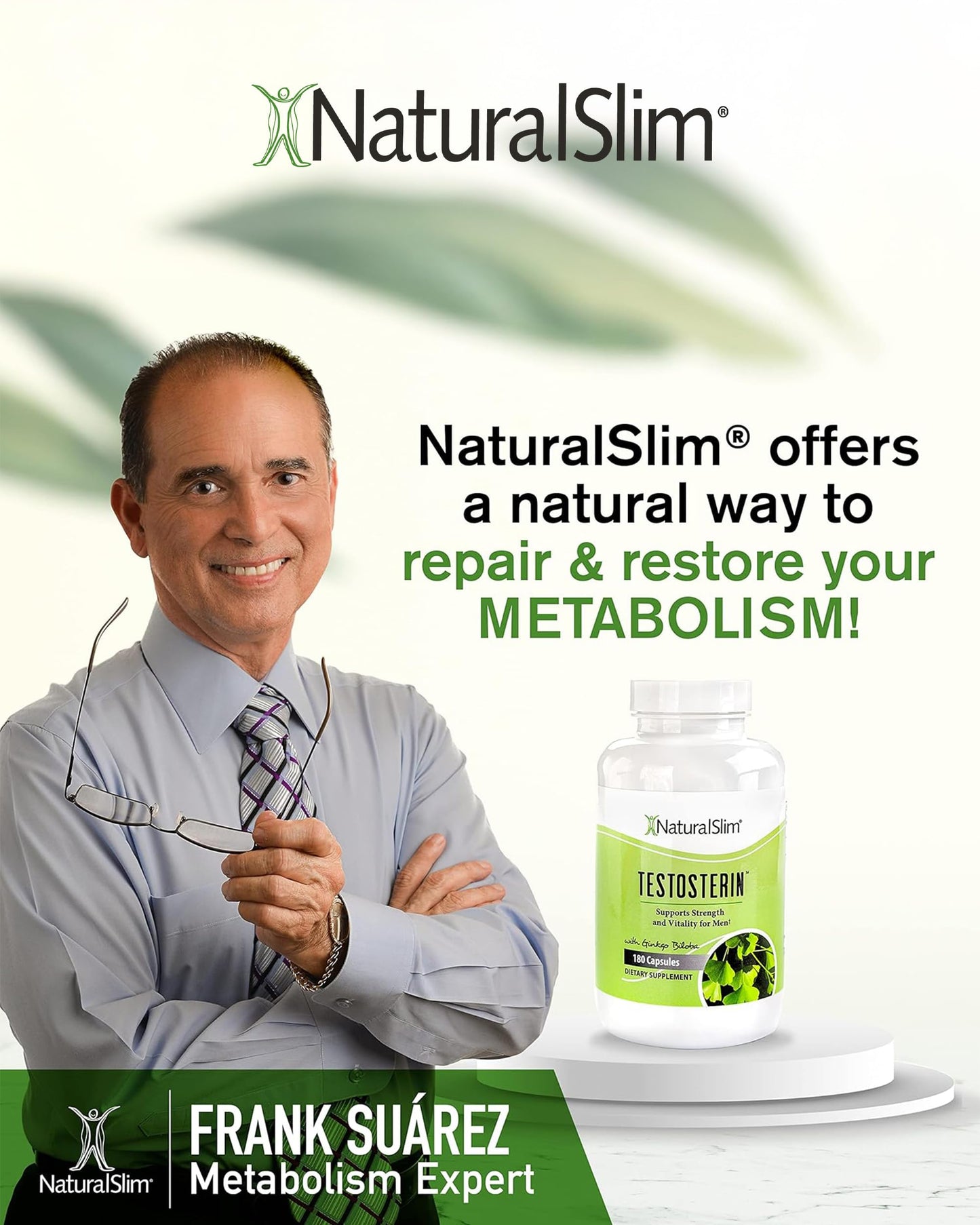 NaturalSlim Natural Booster for Men - Male Enhancing Supplement with Ginkgo Biloba, L Arginine, Zinc, Vitamin B3, & Testofen for Energy, Muscle Builder & Metabolism - 180 Capsules