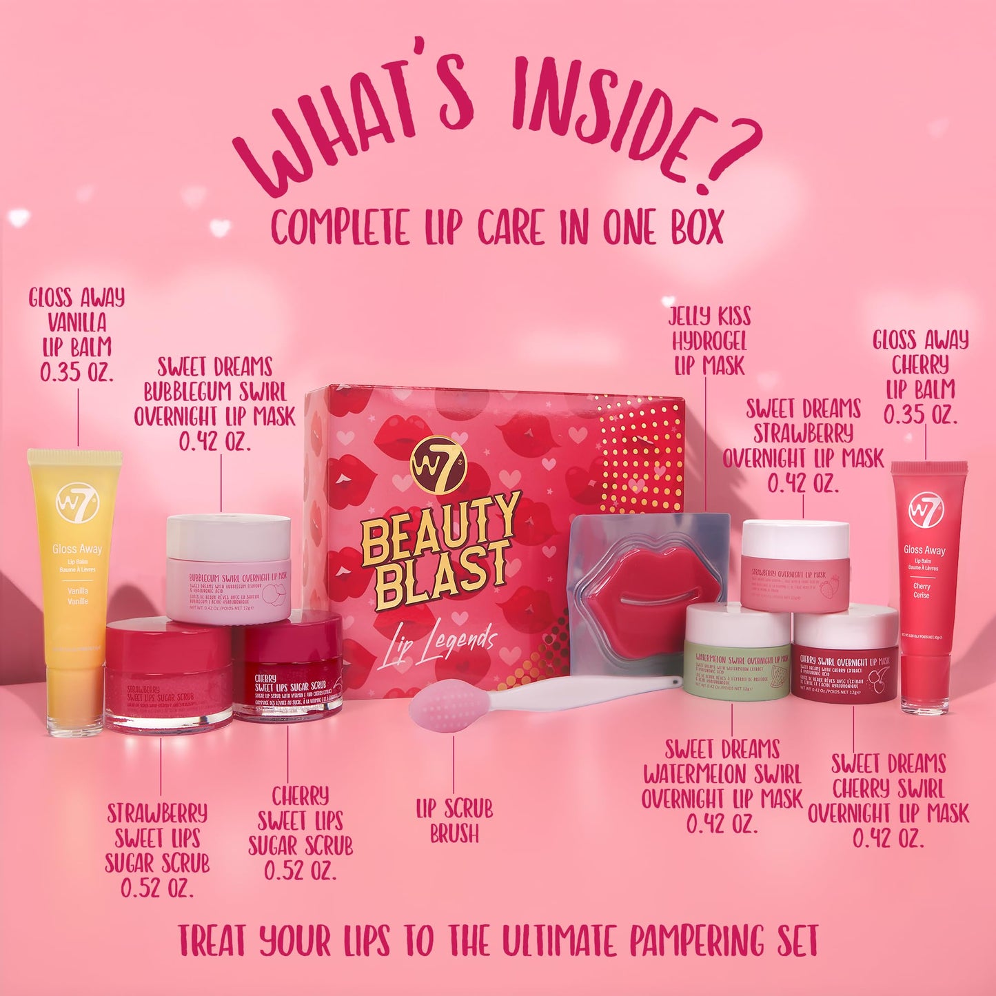 W7 Beauty Blast Lip Legends Sweet Dreams Lip Care Set - Lip Masks, Scrubs, Balms and More – Exclusive W7 Sweet Dreams Flavors Included W7Buy Supplements Australia
