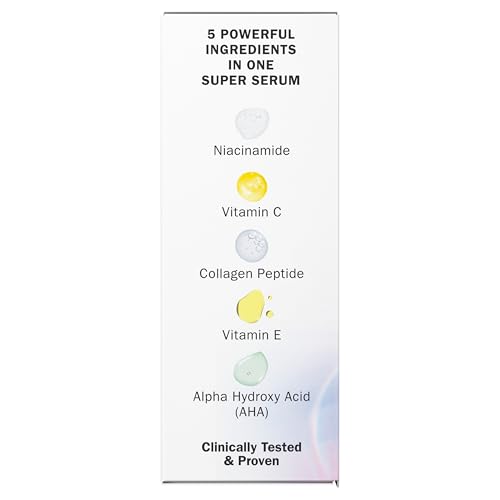 Olay Super Serum - Glow Serum for Face - Activated Niacinamide, Vitamin C & E, Collagen Peptide, AHA - 5-in-1 Benefits - Brightens, Hydrates, Smooths, Firms, Evens Tone, Proactive Anti-Aging, 1.7 Oz OlayBuy Supplements Australia
