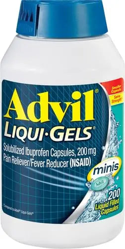 Advil Liqui-Gels minis Pain Reliever and Fever Reducer, Pain Medicine for Adults with Ibuprofen 200mg for Pain Relief - 200 Liquid Filled Capsules AdvilBuy Supplements Australia