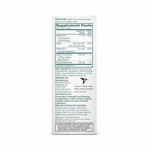 NEURIVA Plus Brain Supplement for Memory and Focus Clinically Tested Nootropics for Concentration for Mental Clarity, Cognitive Enhancement Vitamins B6, B12