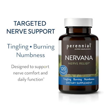 Perennial Nervana – Herbal Nerve Support for Tingling, Burning & Numbness Relief – Promotes Calm Focus & Stress Resilience – Non-Drowsy Mood Balance – 120ct* PerennialBuy Supplements Australia
