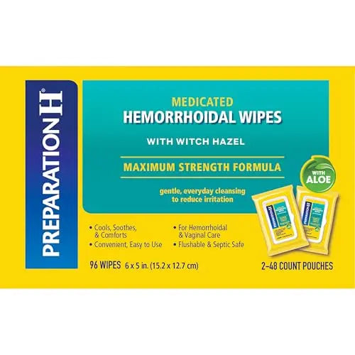 Preparation H Hemorrhoid Flushable Wipes with Witch Hazel for Skin Irritation Relief - 96 Count Preparation HBuy Supplements Australia