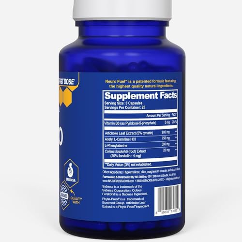 NATURAL STACKS Original NeuroFuel Nootropic Brain Support Supplement - 750mg L-Carnitine & 500mg L-Phenylalanine - Brain Supplement for Memory and Focus* - 75 Focus Pills NATURAL STACKS buy supplements Au
