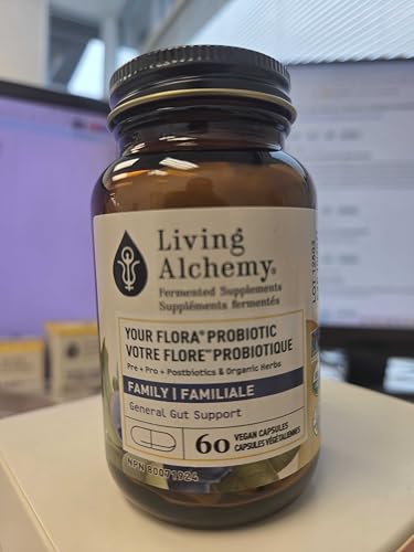 Your Flora Probiotic Family – Non-GMO Probiotics with Fermented Soybean, Banana, & Blueberry for Digestion & Gut Support – Prebiotics, Postbiotics, Digestive Enzymes – Living Alchemy, 60 Capsules Living Alchemy buy supplements Au