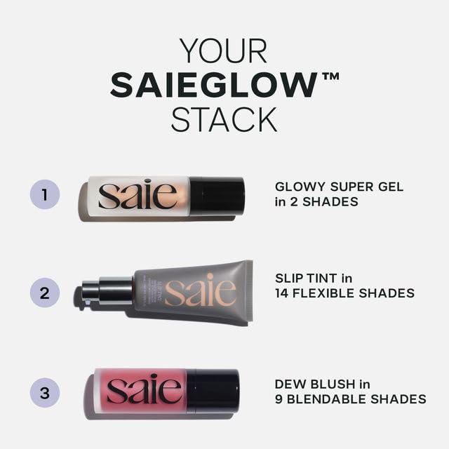 Saie Mini Glowy Super Gel Lightweight llluminator & Makeup Primer - Sunglow (0.5 oz) + Dew Blush - Lightweight Liquid Blush with a Blendable + Buildable Cream Finish - Rosy (.40 oz) SaieBuy Supplements Australia