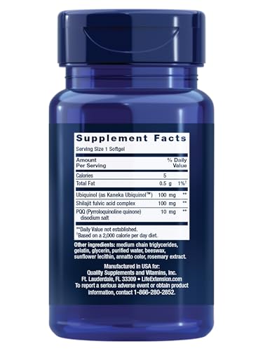 Life Extension Super Ubiquinol CoQ10 with PQQ, coenzyme Q10, pyrroloquinoline Quinone, Heart Health Supplement, Maximum Absorption