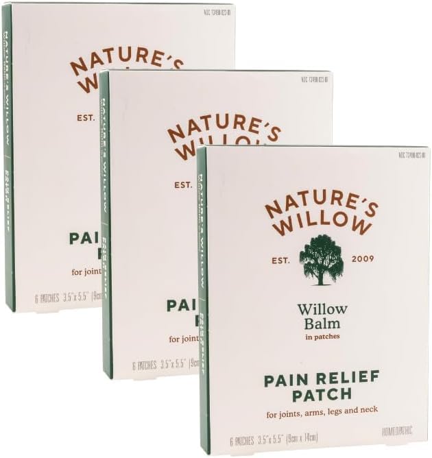 Nature's Willow Natural Pain Relief Patches for Muscles & Joints | Fast-Acting with White Willow Bark | Free from Artificial Fragrances & Dyes | 6 Patches per Pack (3-Pack) Nature's WillowBuy Supplements Australia