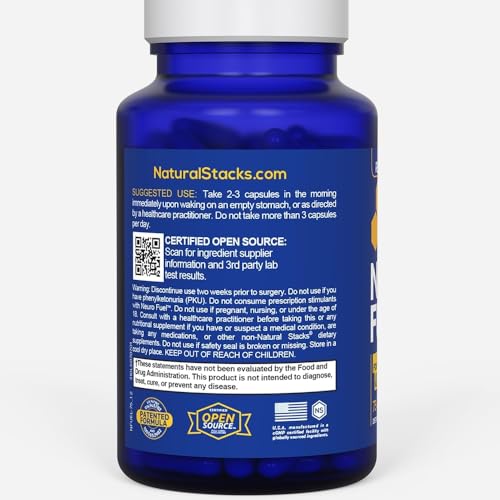 NATURAL STACKS Original NeuroFuel Nootropic Brain Support Supplement - 750mg L-Carnitine & 500mg L-Phenylalanine - Brain Supplement for Memory and Focus* - 75 Focus Pills NATURAL STACKS buy supplements Au