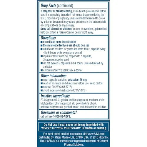 Advil Liqui-Gels Pain Reliever And Fever Reducer, Pain Medicine For Adults With Ibuprofen 200mg For Headache, Backache, Menstrual Pain And Joint Pain Relief - 40 Liquid Filled Capsules AdvilBuy Supplements Australia