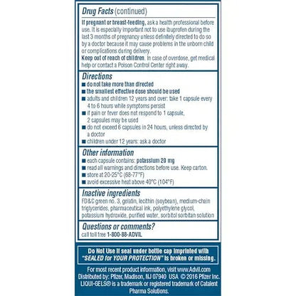 Advil Liqui-Gels Pain Reliever And Fever Reducer, Pain Medicine For Adults With Ibuprofen 200mg For Headache, Backache, Menstrual Pain And Joint Pain Relief - 40 Liquid Filled Capsules AdvilBuy Supplements Australia