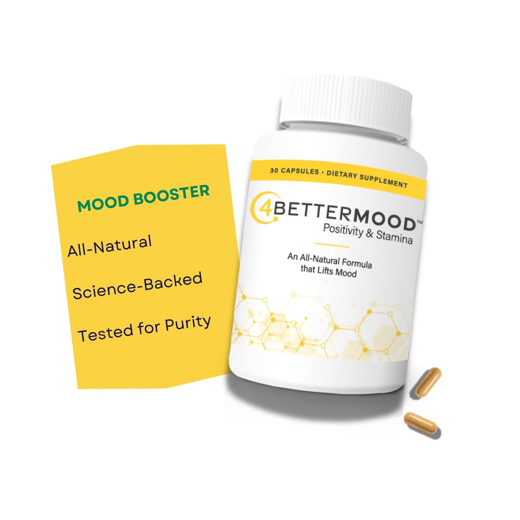 4BETTERMOOD Positivity & Stamina Capsule (30ct) Premium Mood Supplement - Enhance Mood & Promote Emotional Balance - Rhodiola, L-Theanine. Bocopa monnnieri, Velvet Bean, Skull Cap & Ashwaganda. 4BETTERMOOD Positivity & Stamina buy supplements Au