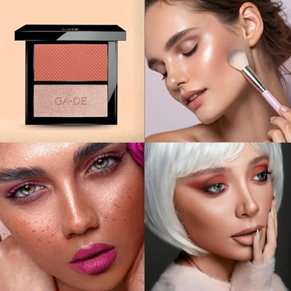 GA-DE Velveteen Blush and Shimmer Duet, 50 - Formulated with Micronized Pearls and Pigments for Sculpting Face and Décolleté - Paraben-Free - 0.26 oz GA-DEBuy Supplements Australia