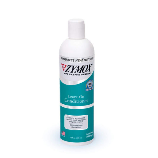 Zymox leave-on conditioner bottle on a white background