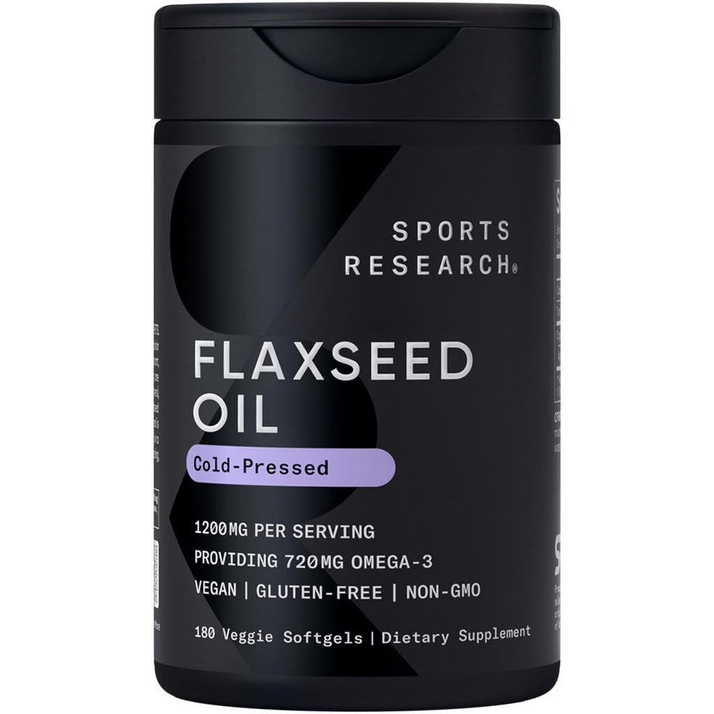 Sports Research® Vegan Flaxseed Oil (1200mg) Herbal Supplement with Plant-Based ALA Omega 3 - Vegan Certified & Non-GMO Verified - Gluten, Soy & Carrageenan Free (180 Veggie Softgels) Sports Research buy supplements Au