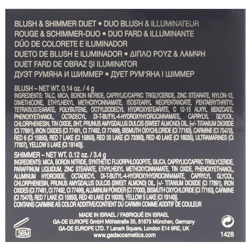 GA-DE Velveteen Blush and Shimmer Duet, 50 - Formulated with Micronized Pearls and Pigments for Sculpting Face and Décolleté - Paraben-Free - 0.26 oz GA-DEBuy Supplements Australia