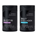 Sports Research® Healthy Hair Essentials - Biotin 10,000mcg with Organic Coconut Oil Vitamin B7 for Healthy Skin and Hair Support + Multi Collagen Pills Peptides with Hyaluronic Acid & Vitamin C Sports Research buy supplements Au