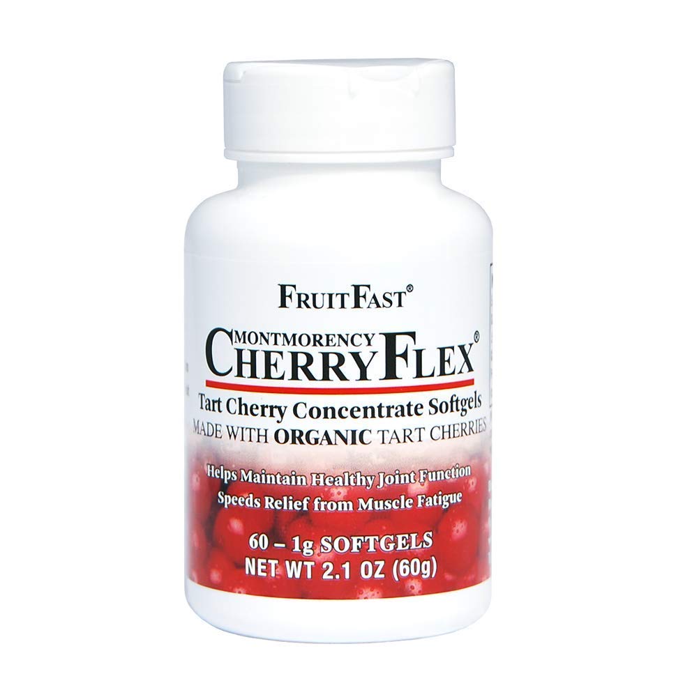 FruitFast CherryFlex 100% Red Tart Organic Cherry Concentrate Supplement - Chewable Softgel - 60 Count - Non-GMO and Gluten Free - Promotes Healthy Joint Function* FruitFastBuy Supplements Australia