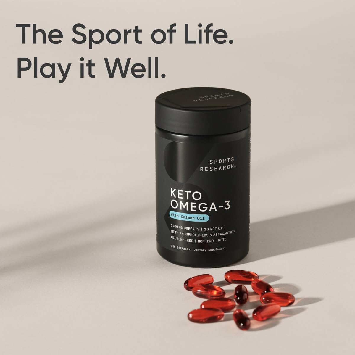 Sports Research Keto Omega Fish Oil with Wild Sockeye Salmon, Antarctic Krill Oil, Astaxanthin & Coconut MCT Oil - 1200mg of EPA & DHA per Serving | Keto Certified & Non-GMO Verified (120 Softgels) Sports Research buy supplements Au