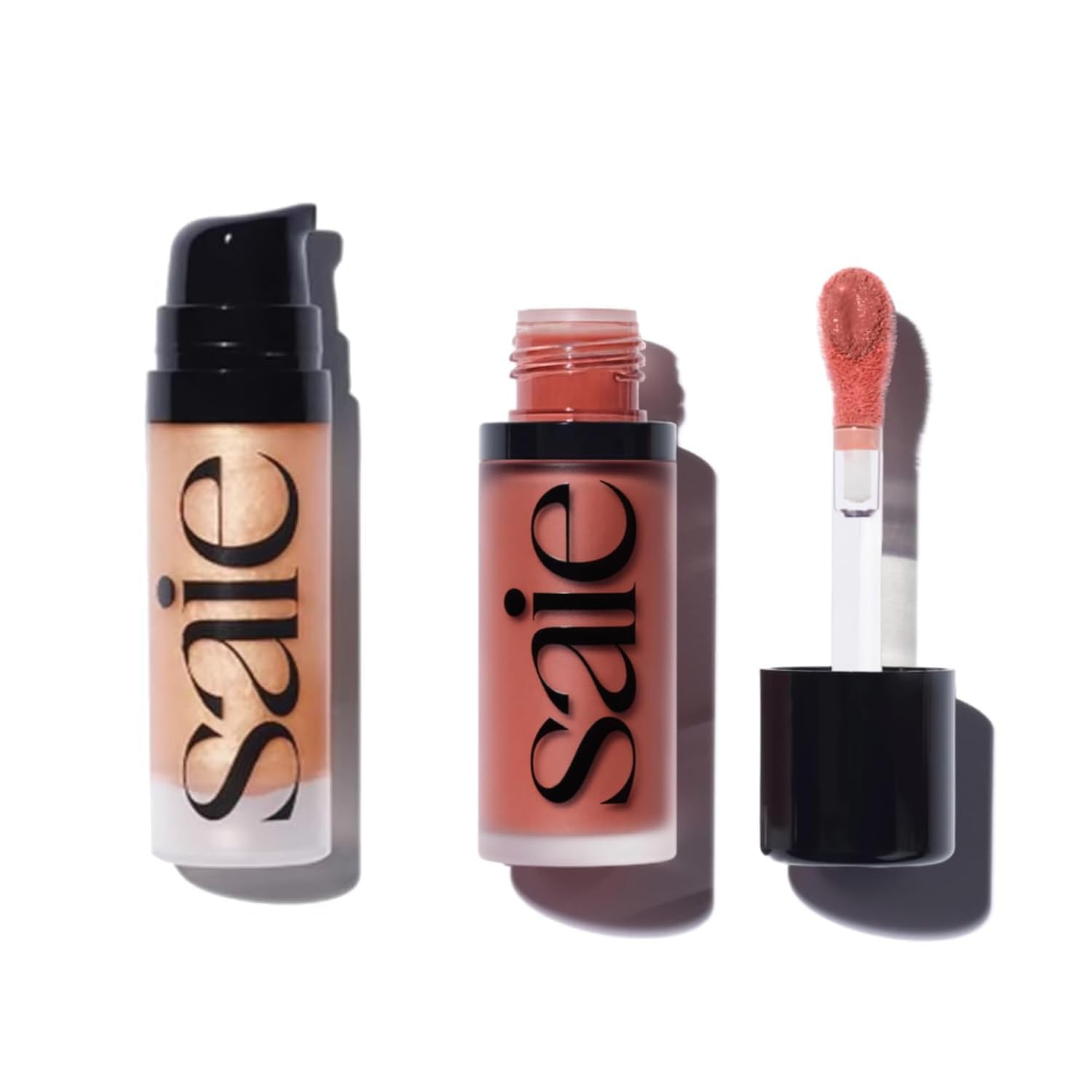 Saie Mini Glowy Super Gel Lightweight llluminator & Makeup Primer - Sunglow (0.5 oz) + Dew Blush - Lightweight Liquid Blush with a Blendable + Buildable Cream Finish - Cutie (.40 oz) SaieBuy Supplements Australia