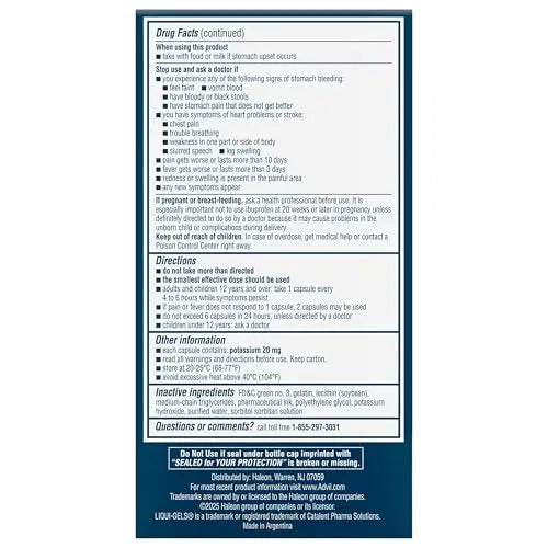 Advil Liqui-Gels Pain Reliever and Fever Reducer, Pain Medicine for Adults with Ibuprofen 200mg for Headache, Backache, Menstrual Pain and Joint Pain Relief - 180 Liquid Filled Capsules AdvilBuy Supplements Australia