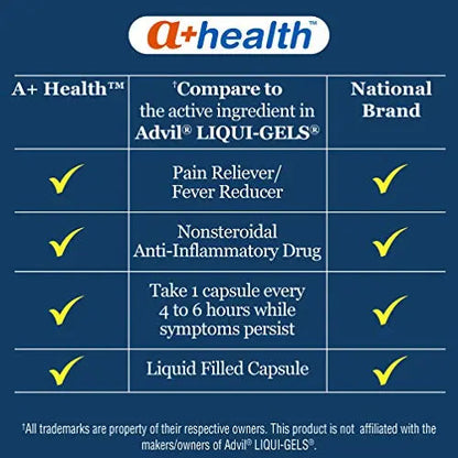 A+Health Ibuprofen 200 Mg Softgels, Pain Reliever/Fever Reducer (NSAID), 300 Count A+HealthBuy Supplements Australia