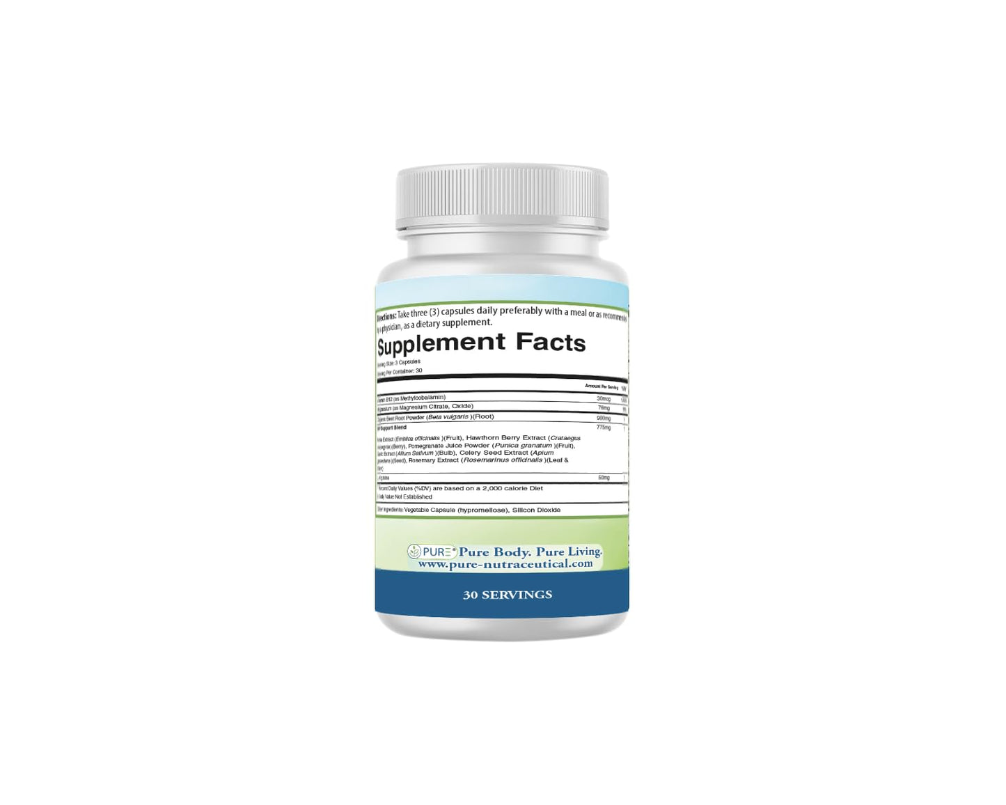 PURE® Beets+ Organic Beet Root Capsules - 900mg - 90 Count, 30 Servings - Blood Pressure & Circulation Support Supplement - with L-Arginine, Hawthorn Berry & B12 - Cardiovascular Health - Made in USA PURE buy supplements Au