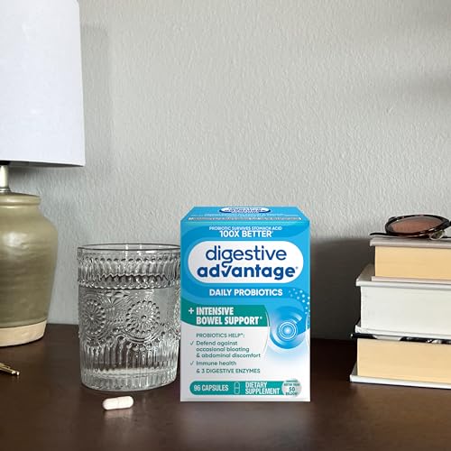IBS Daily Probiotic Capsules for Digestive Health & Gut Health, Digestive Advantage Probiotics For Men and Women (96 count box) - Digestible Enzymes