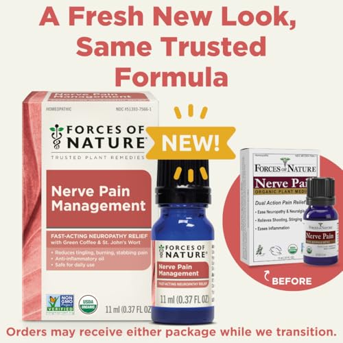 Forces of Nature Nerve Pain Management, Organic Topical Relief for Neuropathy & Nerve Discomfort, Homeopathic Medicine Supports Relief from Shooting Pains for Back, Hands, Legs and Feet, .37 fl oz Forces of NatureBuy Supplements Australia