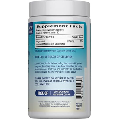 Natural Vitality Calm, Magnesium Glycinate Supports Bone, Muscle, Heart, & Nerve Health, Non-GMO, Vegan, Gluten Free 180ct Natural VitalityBuy Supplements Australia