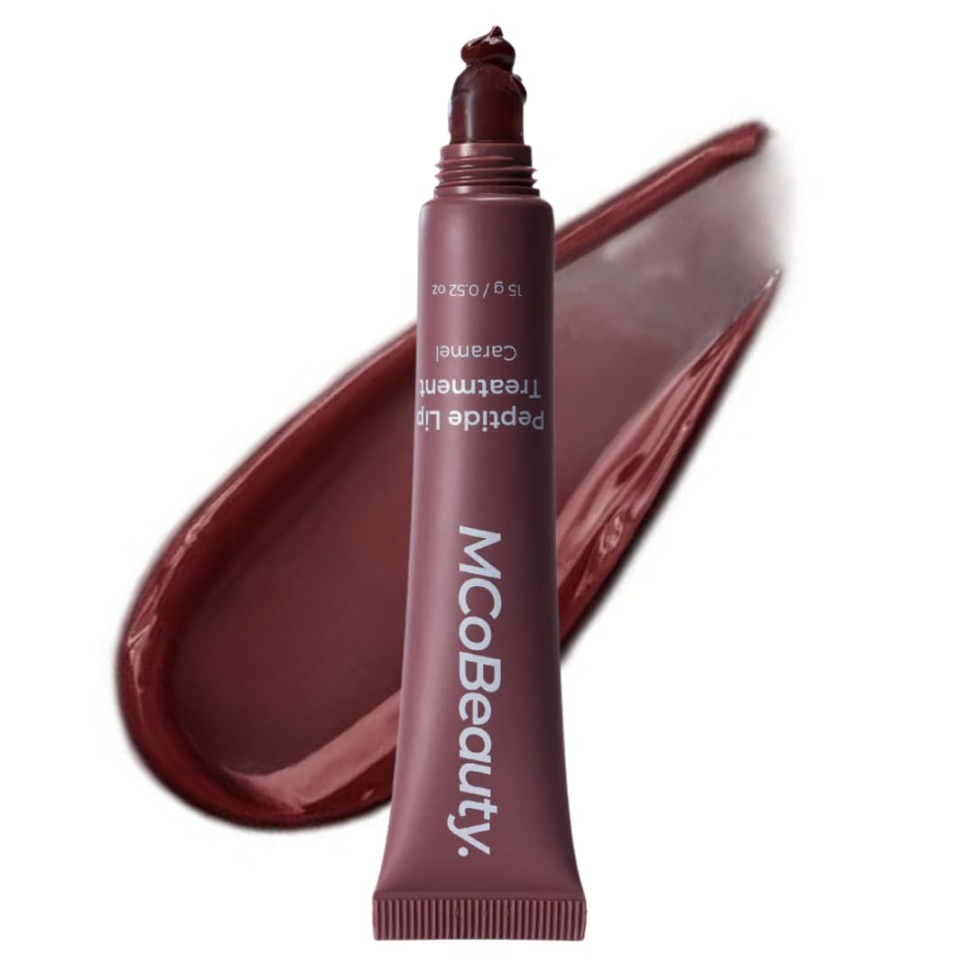 MCoBeauty Peptide Lip Treatment Caramel - Nude Brown Tinted Lip Balm Plumper Gloss for Women - Hydrating Lip Oil with Shea Butter, Peptides for Soft Plump Lips - Vegan Cruelty Free Lip Care MCoBeautyBuy Supplements Australia