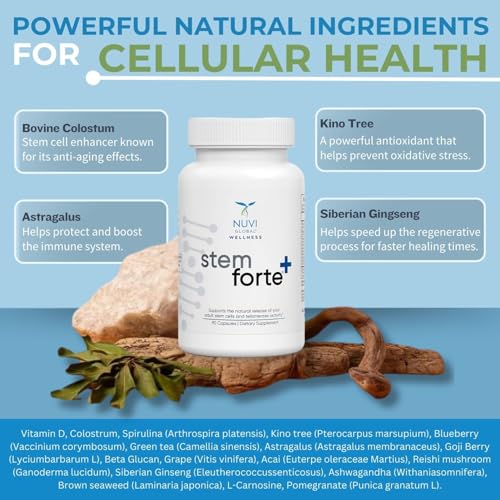 NuVi Global Stemforte Plus Stem Cell and Telomere Supplements – Cell Regeneration, Cell Growth & Telomere Support for Healthy Aging & Cellular Health – 90 Capsules for Men & Women NuVi Global buy supplements Au