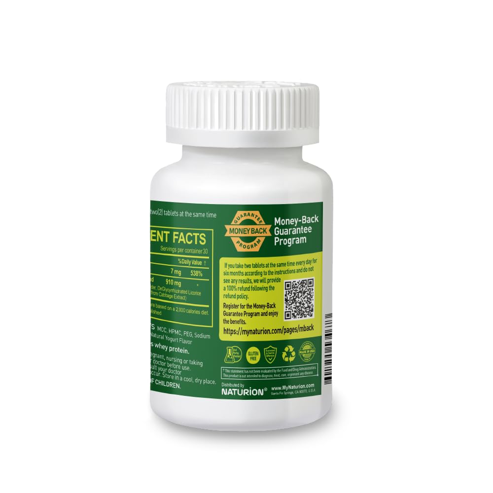 NATURION H. Pylori Support - Digestive Health Supplement with G-FOS Blend, Whey Protein, Licorice, Mastic Gum, Vitamin U, and Vitamin B2 - Stomach Comfort & Gut Balance - 60 Tablets, 30 Day Supply NATURION buy supplements Au