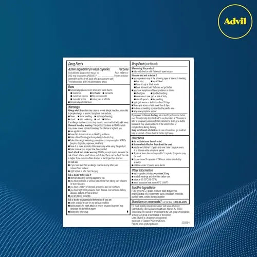 Advil Liqui-Gels minis Pain Reliever and Fever Reducer, Pain Medicine for Adults with Ibuprofen 200mg for Pain Relief - 200 Liquid Filled Capsules AdvilBuy Supplements Australia