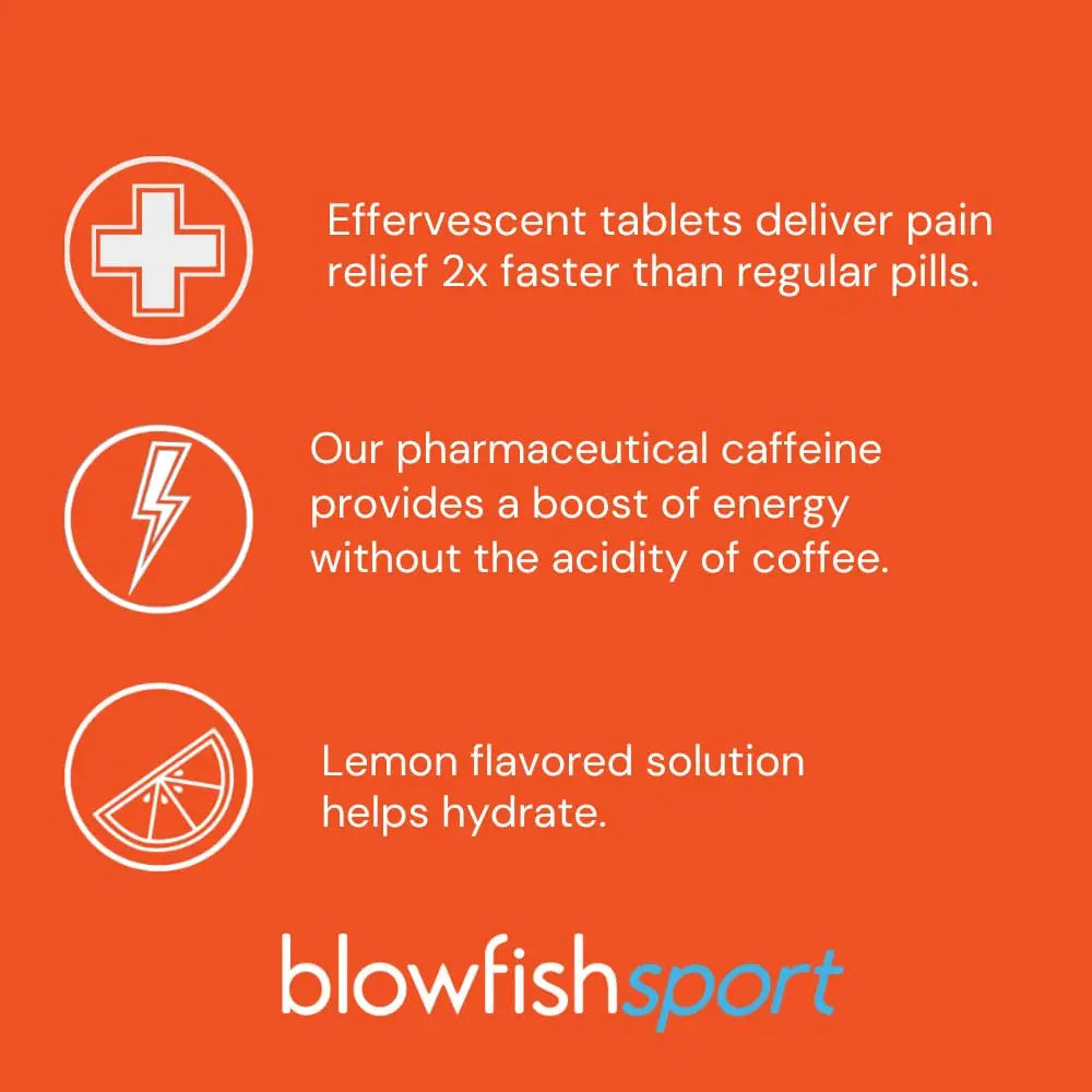 Blowfish Sport | Pain Relief for Athletes | Eases Sore Muscles | Boosts Energy | Effervescent Formula Works Fast | Perfect for Morning Workouts BlowfishBuy Supplements Australia