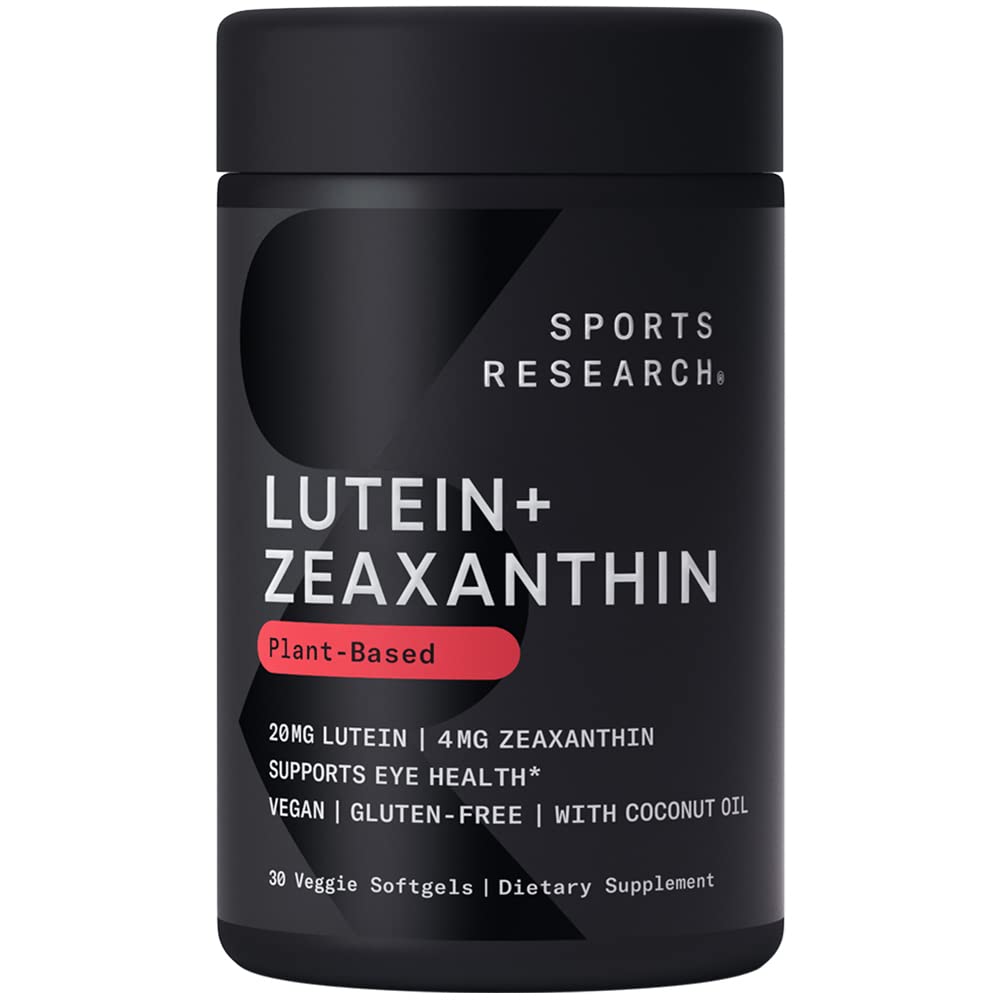 Sports Research® Lutein and Zeaxanthin Capsules - Eye Health Support Supplement Made with Lute-Gen® and Organic Coconut Oil - Vegan Friendly & Non-GMO Verified - 30 Veggie Softgels Sports Research buy supplements Au