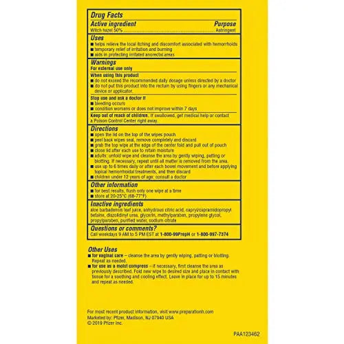 Preparation H Hemorrhoid Flushable Wipes with Witch Hazel for Skin Irritation Relief - 96 Count Preparation HBuy Supplements Australia