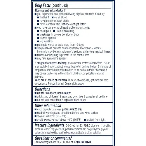 Advil PM Liqui-Gels Pain Reliever and Nighttime Sleep Aid, Pain Medicine with Ibuprofen for Pain Relief and Diphenhydramine HCL for a Sleep Aid - 80 Liquid Filled Capsules - Back to College AdvilBuy Supplements Australia