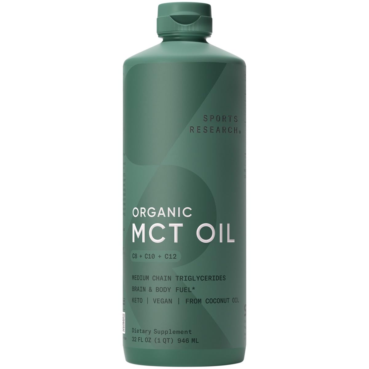 Sports Research Organic MCT Oil - Keto & Vegan MCTs C8, C10, C12 from Coconuts - Fatty Acid Brain & Body Fuel, Non-GMO & Gluten Free - Flavorless Oil, Perfect in Coffee, Tea & Protein Shakes - 32 oz Sports Research buy supplements Au